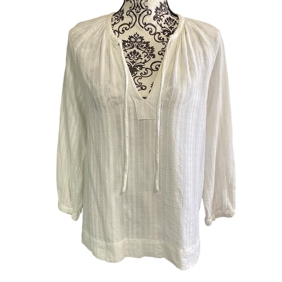 Marine Layer White Linen V-Neck Blouse Top Sz-Small - Picture 2 of 6